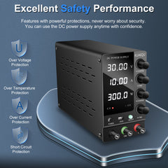 KUAIQU SPS-C3010 30V 10A 300W Adjustable DC Power Supply for Battery Charging &Testing