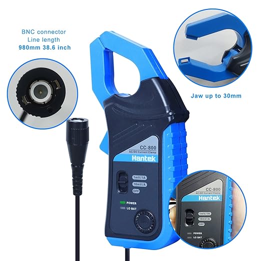 Hantek CC-800 AC/DC Oscilloscope Current Probe with 5kHz Bandwidth for Power Circuit and Motor Drive Measurements - Up to 800A