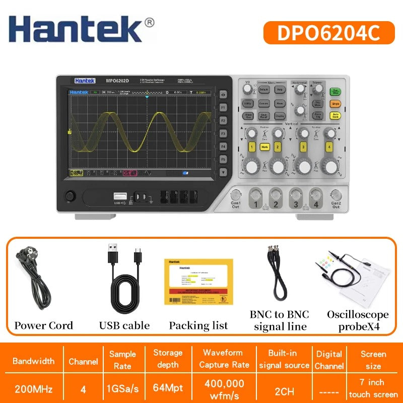 Super Fluorescent Oscilloscope DPO6104C DPO6204C bandwidth 100MHz 200MHz Storage depth 64M Waveform refresh rate of 400000 frames per second