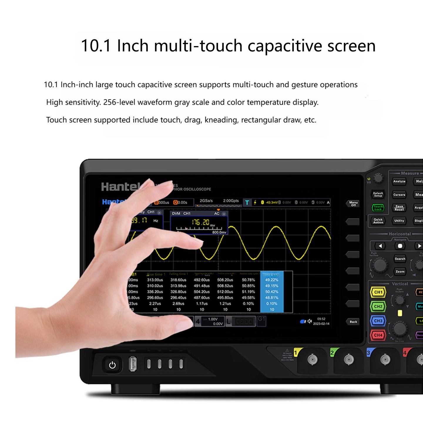 Hantek Multifunctional Digital Oscilloscope DPO7104C DPO7354C DPO7504C 4-Channel 100MHz 350MHz 500MHz Bandwidthwith 10.1-inch Touch Screen