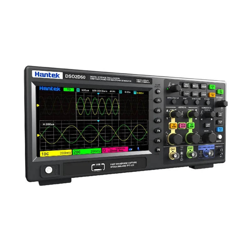 Hantek 2-channel oscilloscope+signal source DSO2D50 500MHz bandwidth + 4GSa/s sampling rate Ultra-High-Freq Capture for Aerospace/Medical