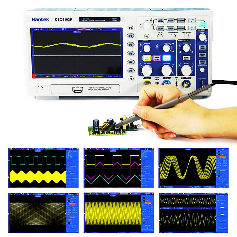 Hantek Digital Storage Oscilloscope DSO5072P DSO5102P DSO5202PUSB PC Osciloscopio 2 Channel 70/100/200MHz Bandwidth 1GSa/s Real Time Sample Rate