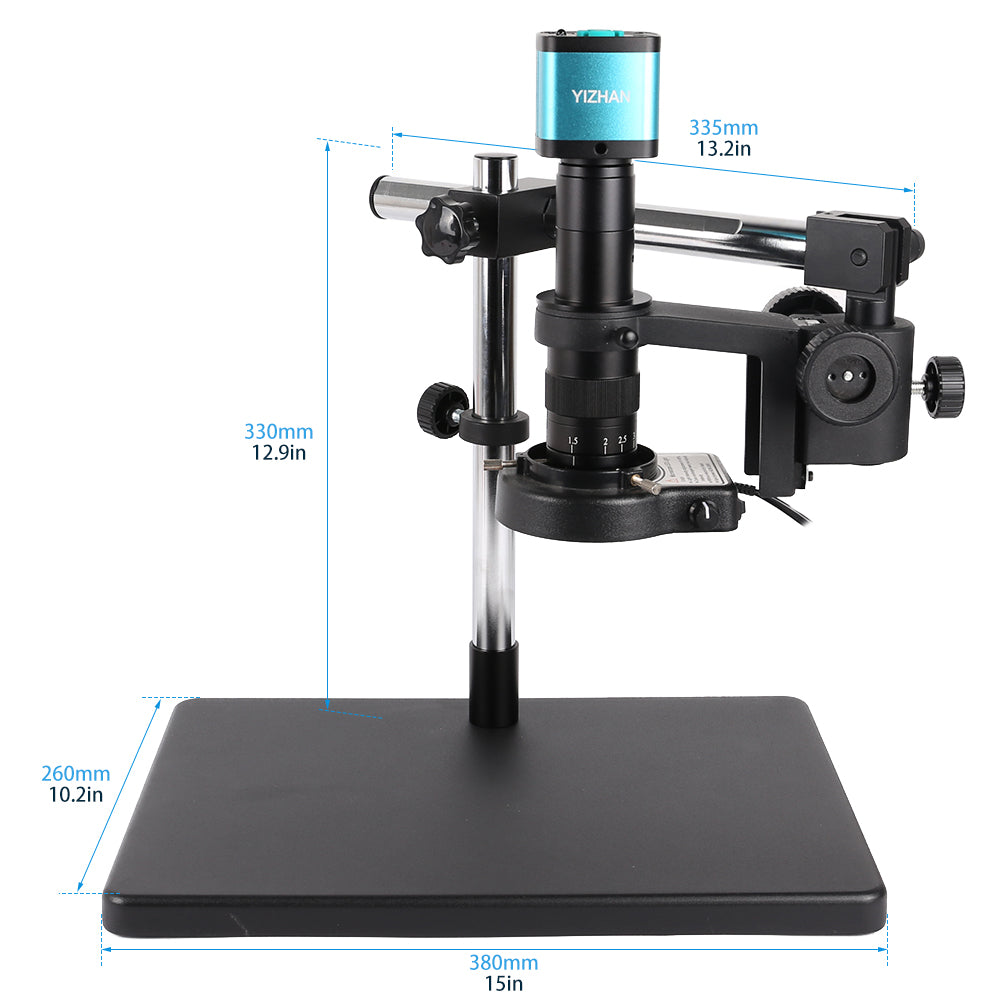 YIZHAN 48MP 4K 1080P HDMI Camera Electronics Soldering Microscope USB Software 1-180x Lens Big Stand