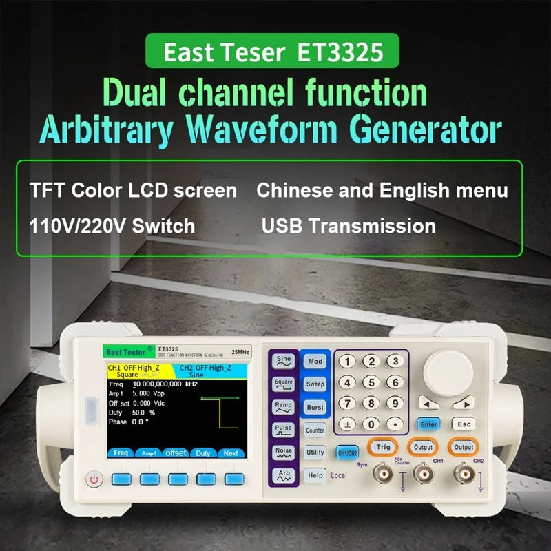 ET3325 Waveform Function-Generators with 5 basic waveforms & 32 arbitrary waveforms RS232,USB device interface