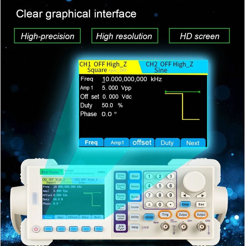 ET3325 Waveform Function-Generators with 5 basic waveforms & 32 arbitrary waveforms RS232,USB device interface