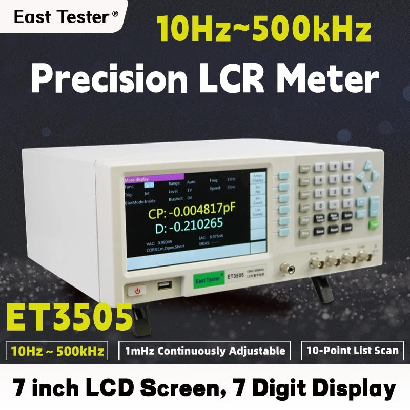 ET3505 Tester LCR Benchtop Digital Bridge 10Hz-500kHZ Desktop LCR Tester Meter Capacitance Resistance Impedance Inductance Measure for Electrical Testing