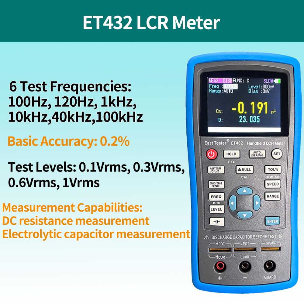 ET432 Icr meter 100Hz-100KHz Ultra-High Accuracy 2.8 Inch Display Digital Multimeter Aerospace Production Handheld Meter
