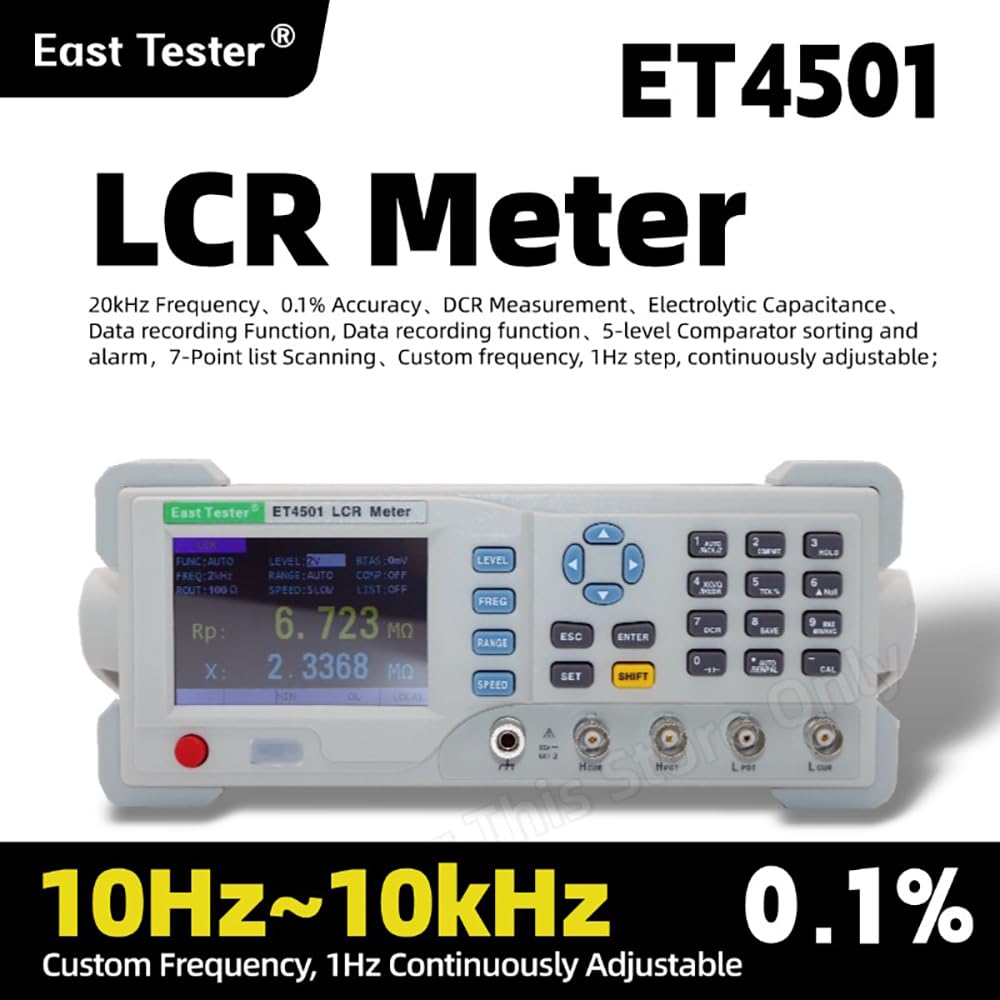 ET4501 LCR Digital Bridge Meter LCR Meter 10~10KHZ Continuously Adjustable, 1HZ Step; SCPI Protocol 5 -Digit Display for L/C/R/Z etc