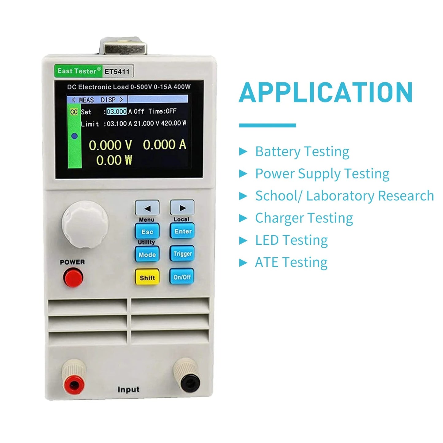 ET5411A+ 400w 500v 15A Adjustable Constant Current Electronic Load Electronic Load Controller Battery Capacity Load