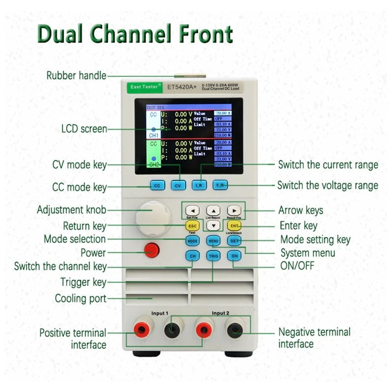 DC Electronic Load Programmable ET5420A+ USB Power Supply 500V40A 400W Digital Load Battery Tester EU & Russia Delivery