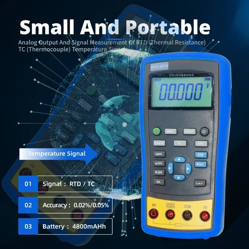 ETX-1810 Handheld Temperature Calibrator large screen display backlight Multifunctional process calibrator Signal Generator Thermal Resistance(RTD)