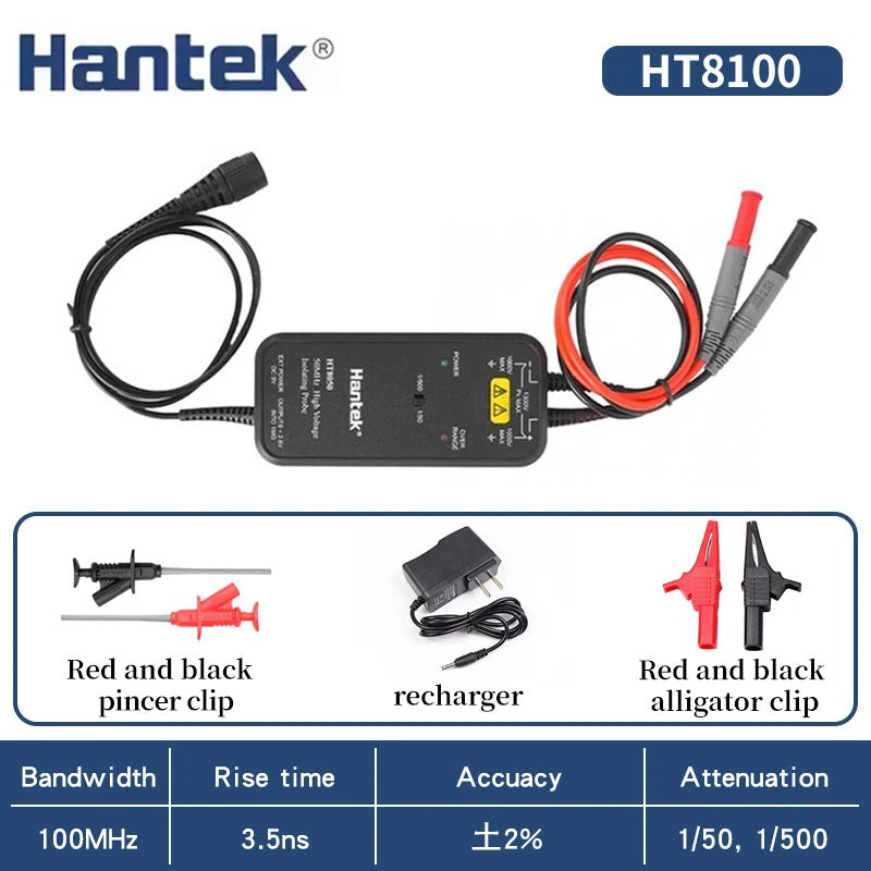 Hantek HT8100 oscilloscope high voltage probe 50X/500X Attenuation Rate differential probe test probe