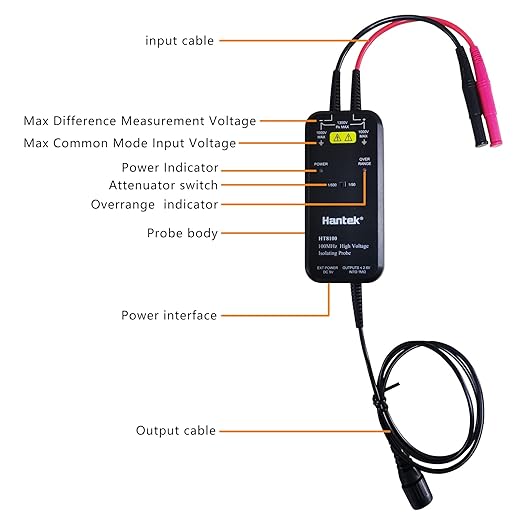 Hantek HT8100 oscilloscope high voltage probe 50X/500X Attenuation Rate differential probe test probe