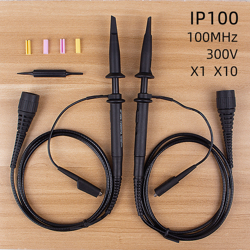 IP100 Upgraded Oscilloscope Clip Probes 100MHz Fully Insulated BNC End Probe with Accessories 1X 10X High-Impedance Passive Oscilloscope Probe