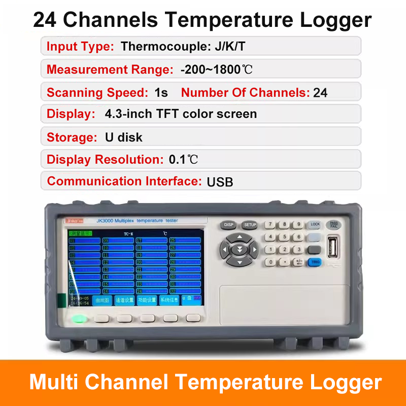 Multi-channel Temperature data Logger 24 channel 32 channel Temperature Tester U disk storage -200°C to 1800°C