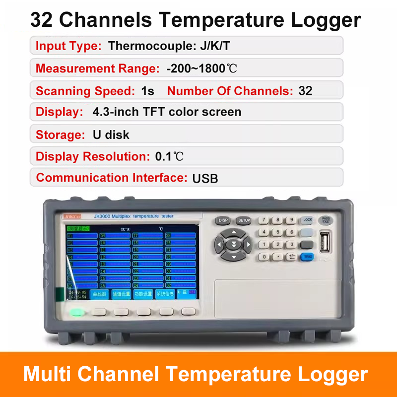 Multi-channel Temperature data Logger 24 channel 32 channel Temperature Tester U disk storage -200°C to 1800°C
