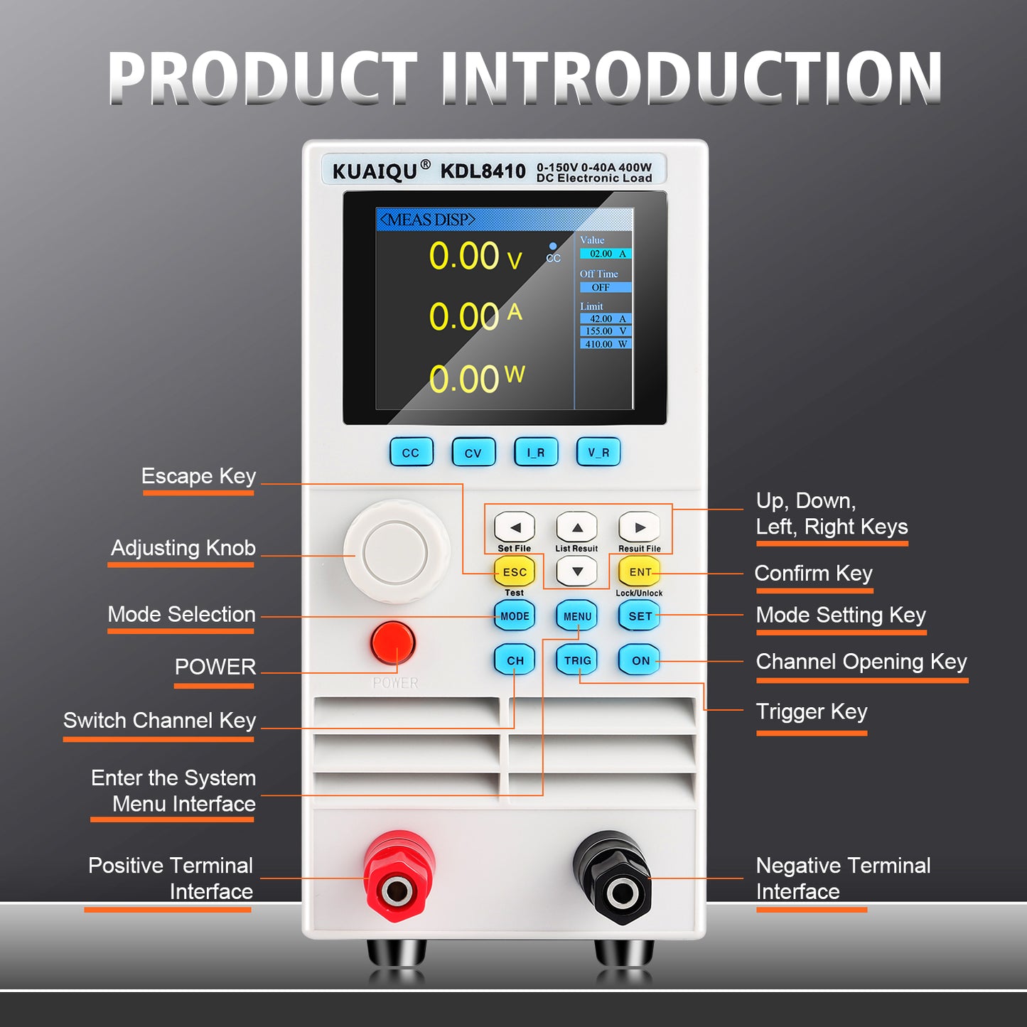 KUAIQU KDL8410 400W 150V 40A Battery Tester Single-Channel Programmable DC Electronic Load detector Battery Capacity Tester