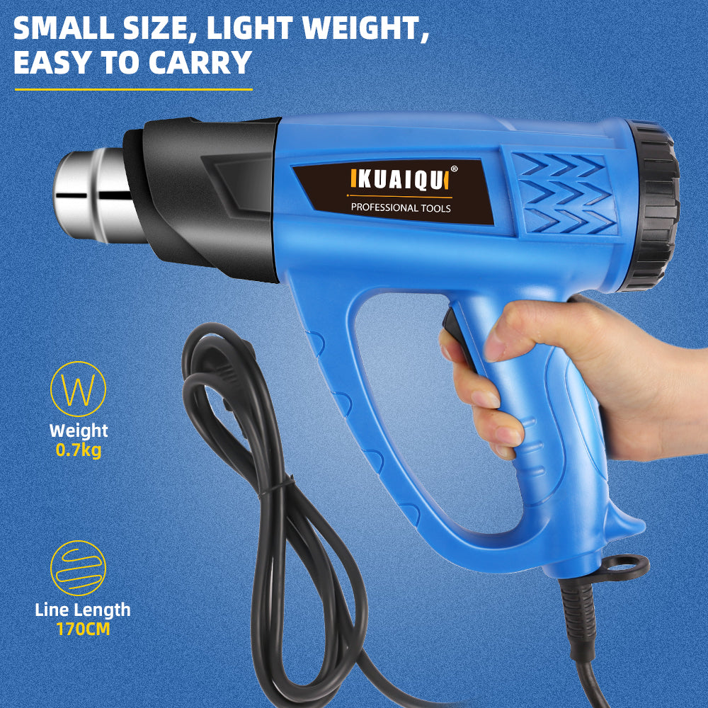 KQ8623S 122'F-1202°F(50~650℃) Temperature regulating heat gun, car Screen Protector baking gun, industrial grade handheld high-power heat shrink film blower, drying gun