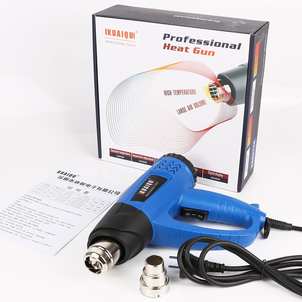 KQ8623S 122'F-1202°F(50~650℃) Temperature regulating heat gun, car Screen Protector baking gun, industrial grade handheld high-power heat shrink film blower, drying gun