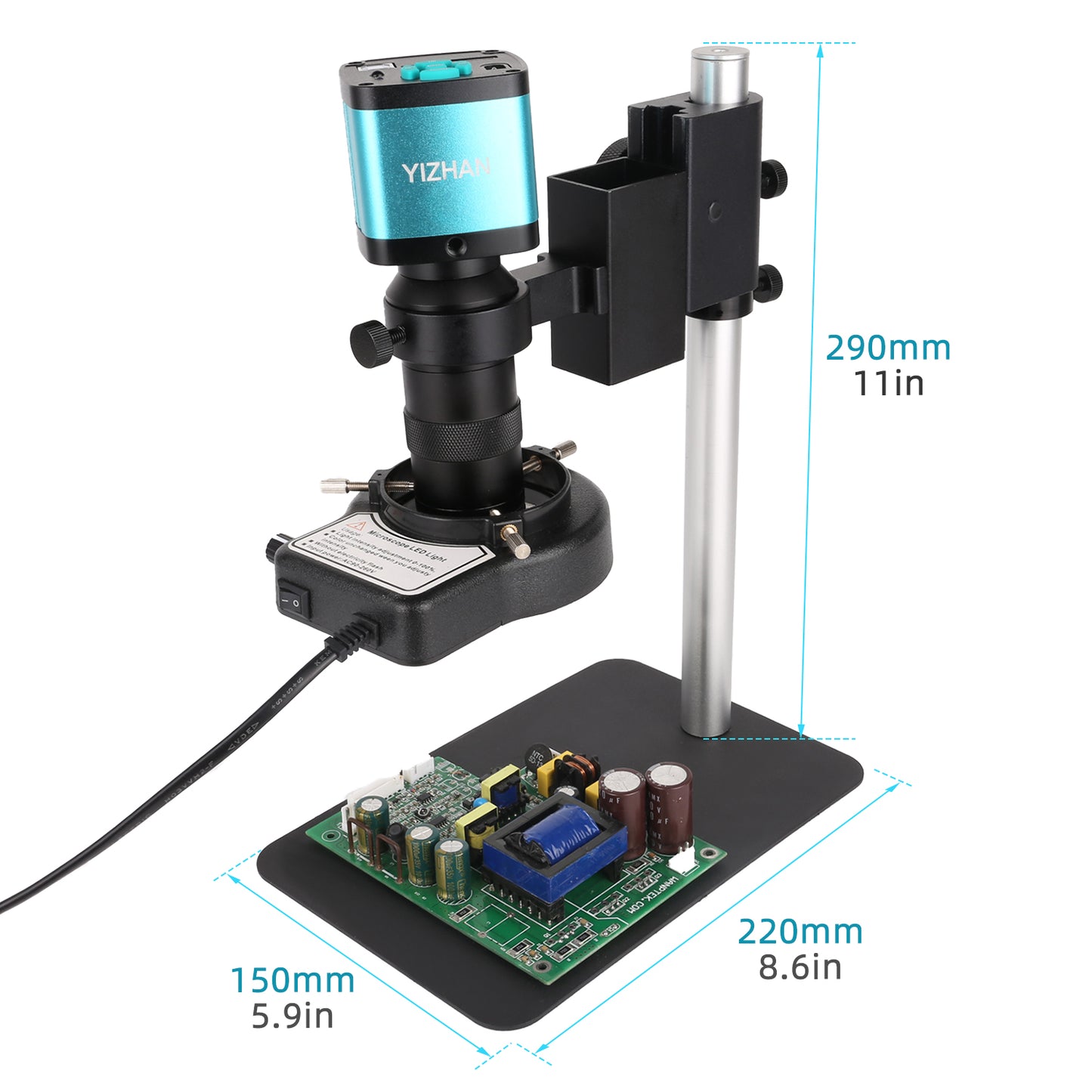 YIZHAN 48MP Digital Microscope 4K Video Recording USB HDMI Industrial Microscope Camera 130X C-mount Lens Soldering Repair