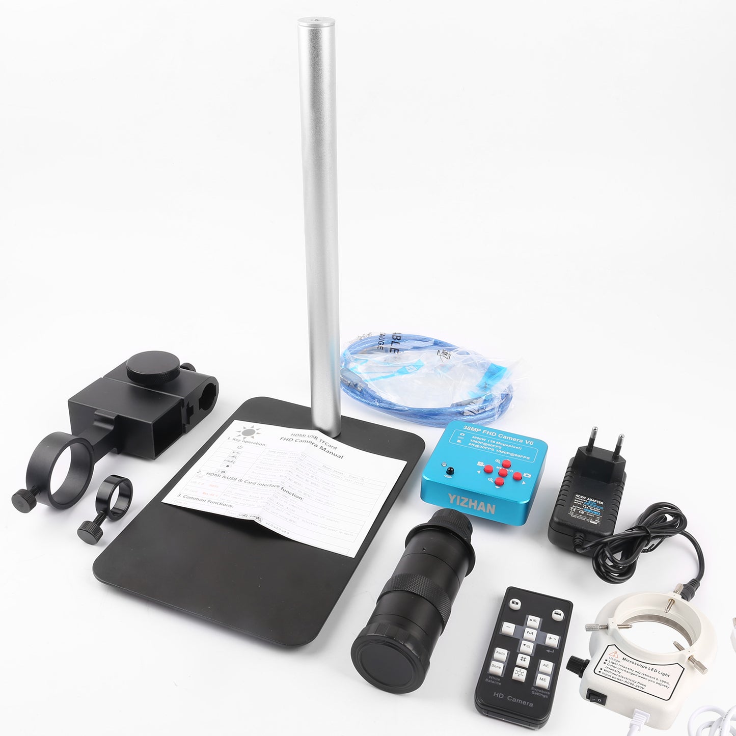 SM130X-XHU4005 Digital Microscope, 130X Zoom, 38MP Camera, HDMI/USB/TF Output for Repair & Lab Use