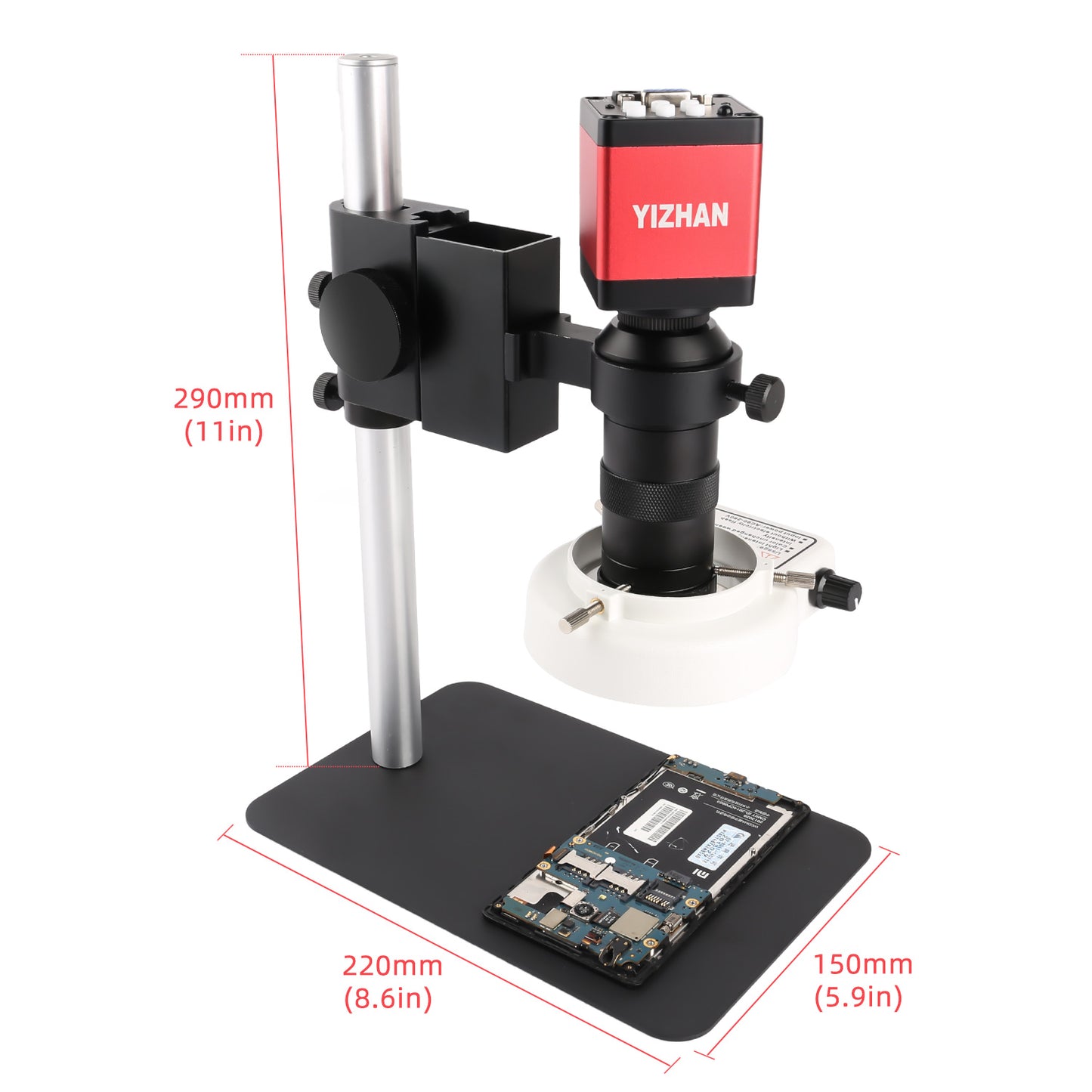 SM130X-XVH2003 Monocular Microscope, 130X Zoom, 13MP Camera, VGA/HDMI for Maintenance & Industrial Inspection
