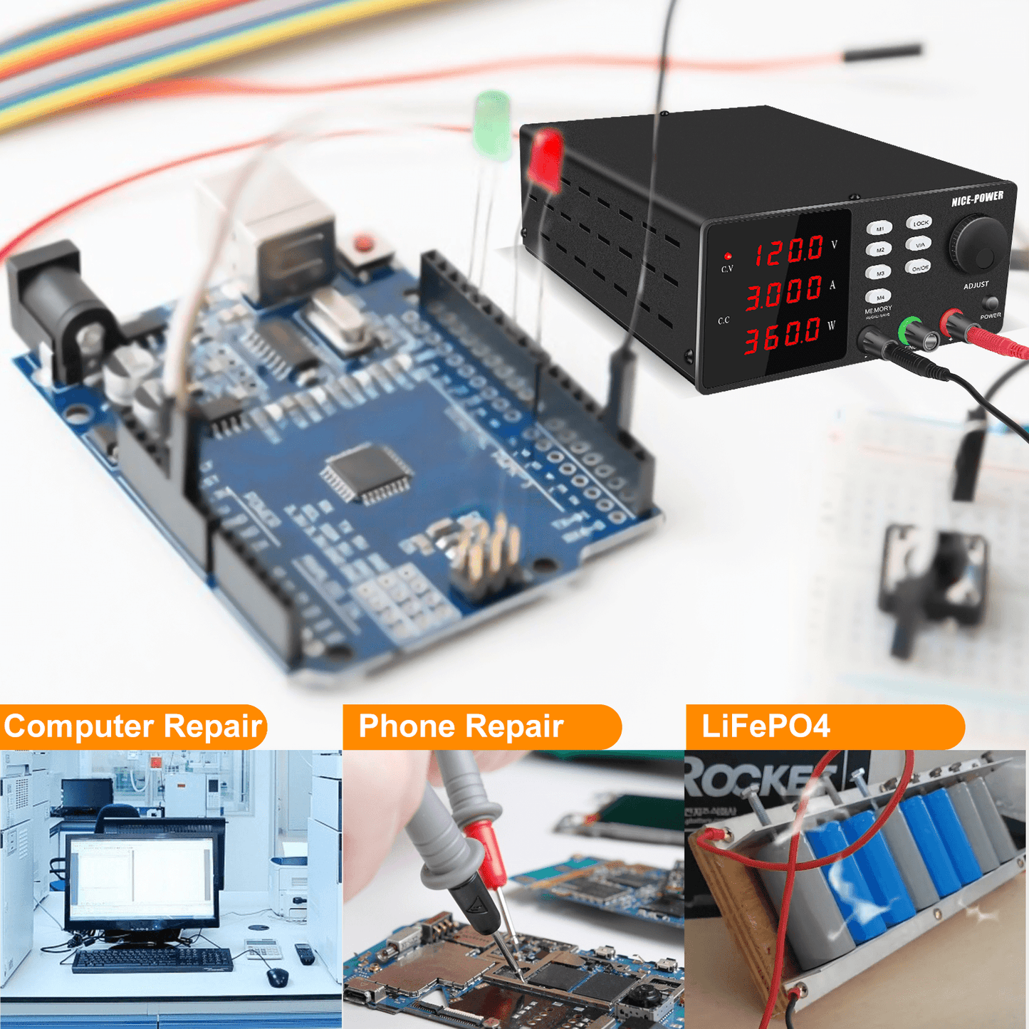 120V 3A DC Power Supply Black NICE-POWER SPPS-S1203 for Electron microscope, mass spectrometer