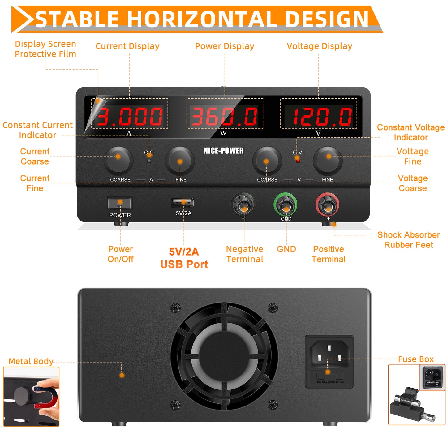 120V 3A NICE-POWER SPS-H1203 DC Power Supply EMC for Satellite & navigation equipment Black