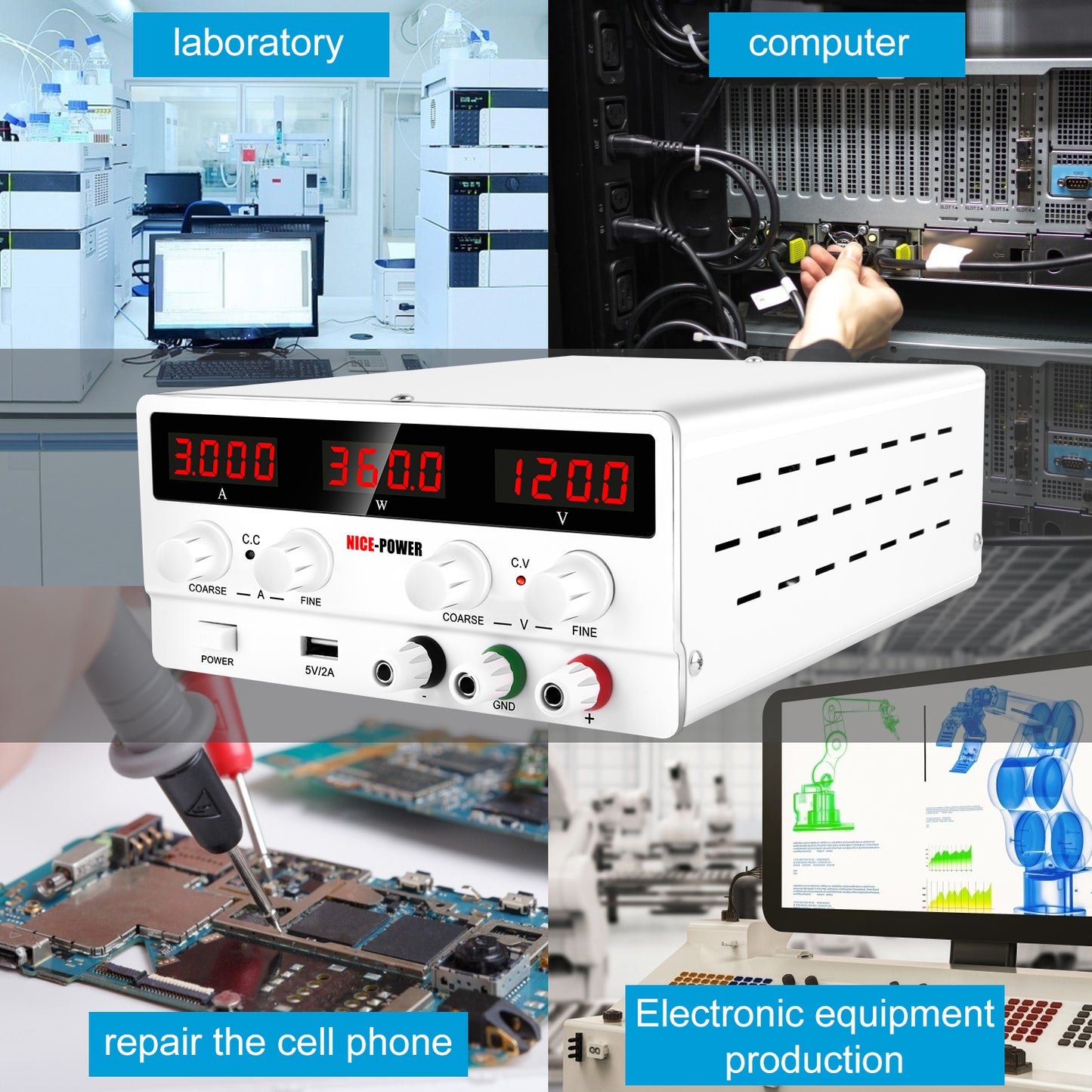 NICE-POWER SPS-H1203 DC Power Supply 120V 3A Long-time stabilit for Industrial Automation and Control White