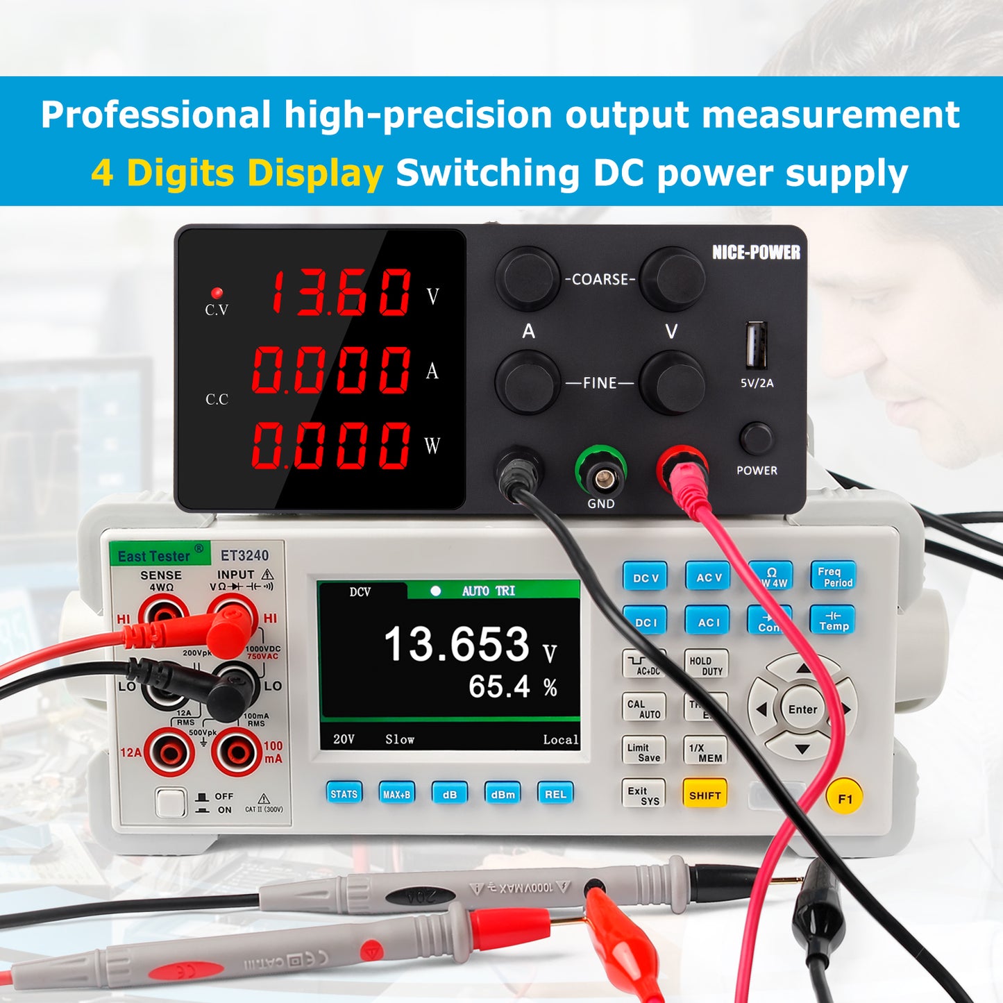 120V 3A for Voltage resistance test DC Power Supply NICE-POWER SPS-W1203 Fine Adjust&4-digit display Black