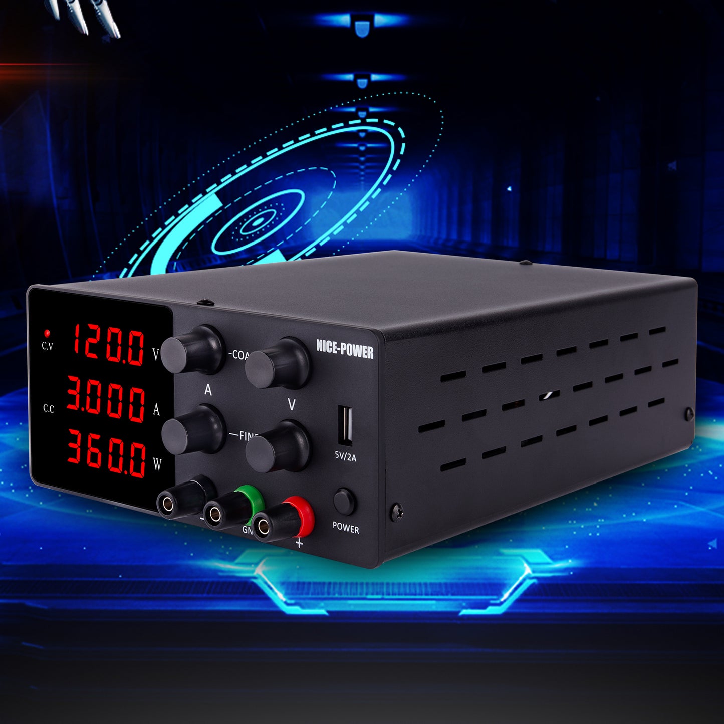 120V 3A for Voltage resistance test DC Power Supply NICE-POWER SPS-W1203 Fine Adjust&4-digit display Black