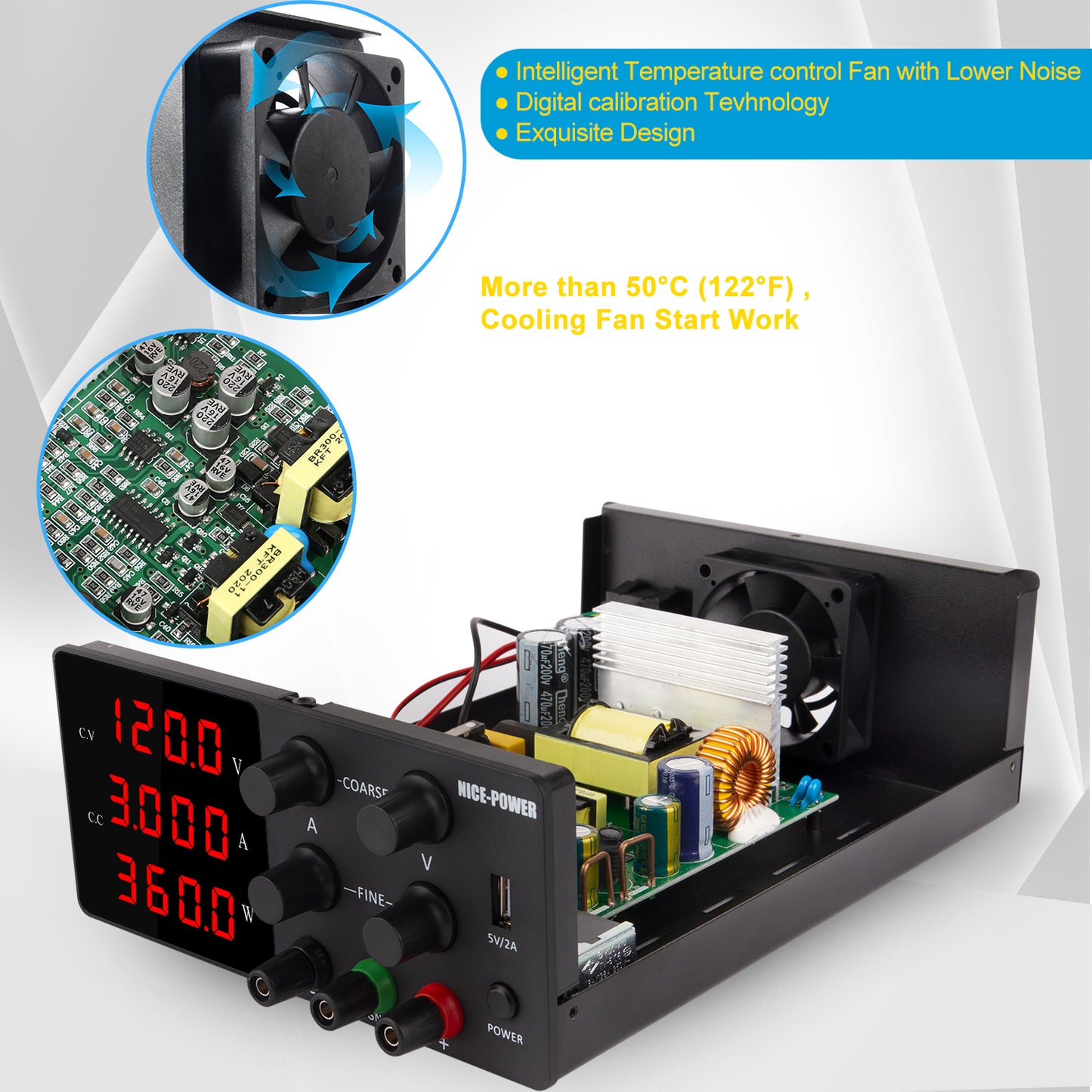 120V 3A for Voltage resistance test DC Power Supply NICE-POWER SPS-W1203 Fine Adjust&4-digit display Black