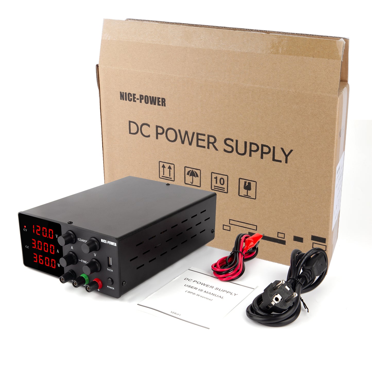 120V 3A for Voltage resistance test DC Power Supply NICE-POWER SPS-W1203 Fine Adjust&4-digit display Black