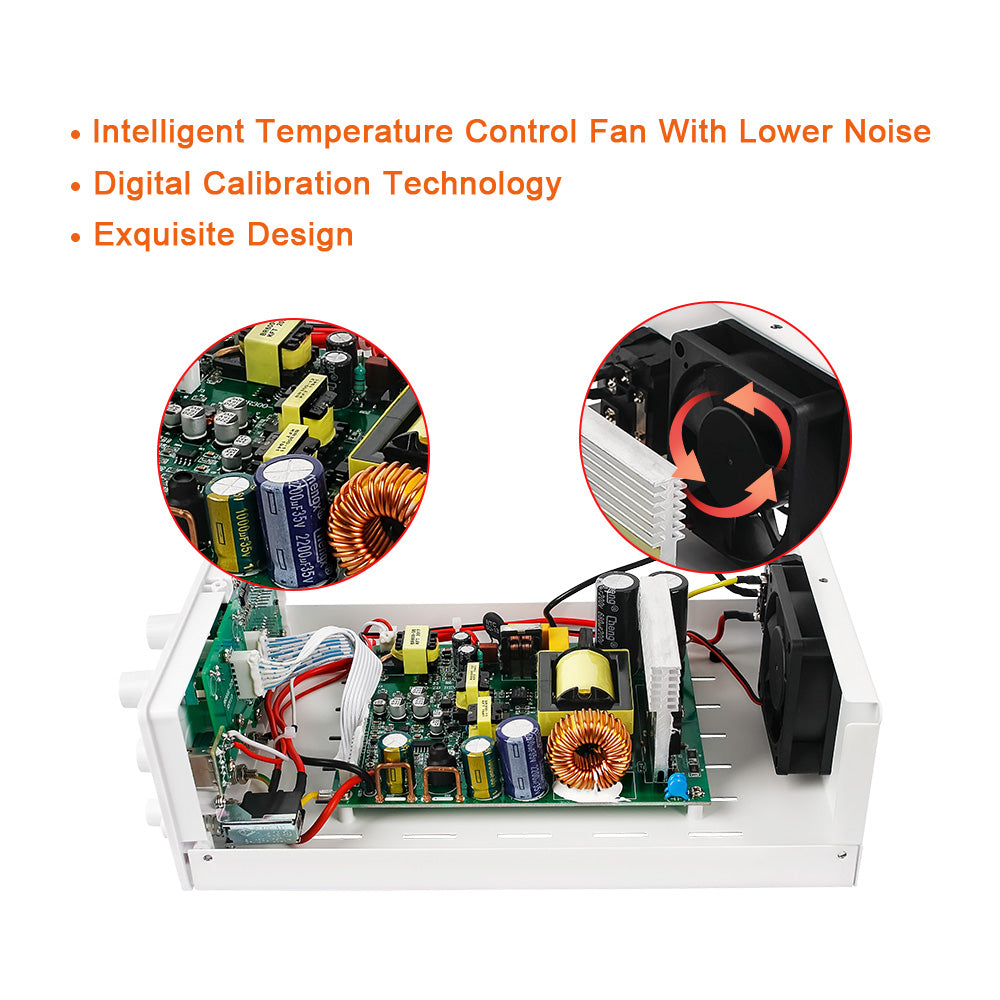 DC Power supply Variable 120V 3A for Communication equipment detection SPS-W1203 Fine Adjust & 5V 2A USB White