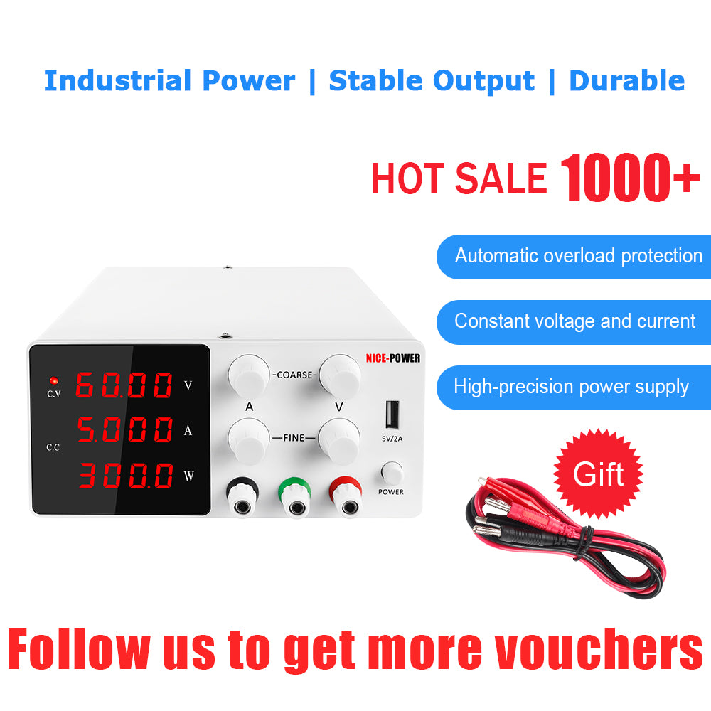 NICE-POWER DC Power Supply 60V 5A motor drive with Stable Output Switching for Factory Use White