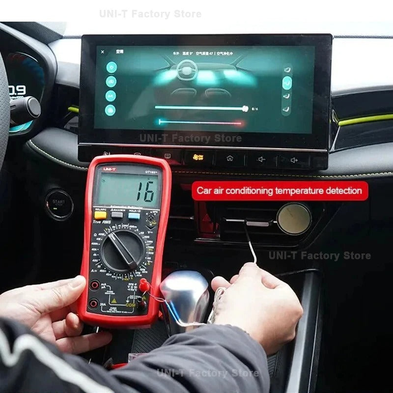 Multimètre automobile UNI-T UT107+, 6 000 points, valeur efficace vraie, CAT III 600 V, capacité 100 mF, tr/min/durée d'impulsion, test de batterie 12 V