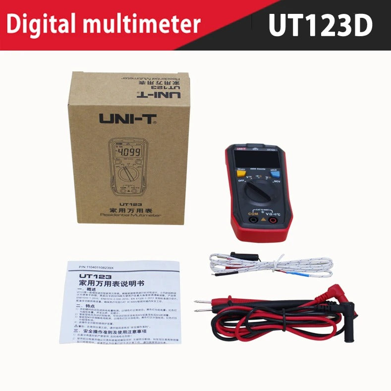UNI-T UT123 Digital Multimeter, 4100 Counts, CAT III 600V, NCV, Temperature, EBTN Backlit LCD, Home & Electrical Testing