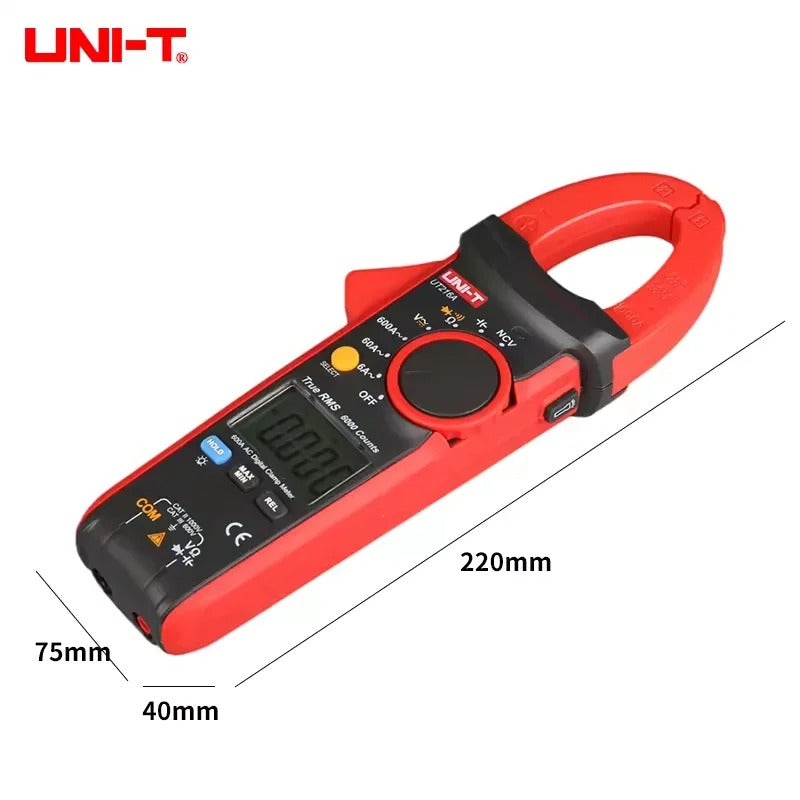 UNI-T UT216A Digital Clamp Meter, 600A AC, True RMS, CAT III 600V, NCV, 6000 Counts, Auto Range, Backlit LCD