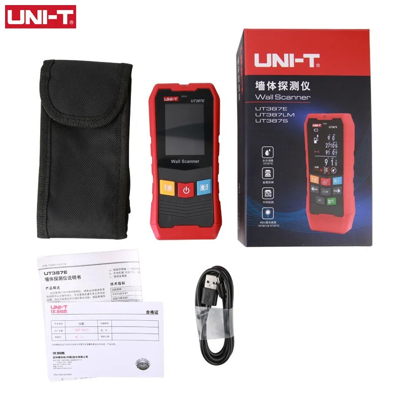 UNI-T UT387E Wall Detector with Metal/wood/Cable Detection, 2.4" Color Screen, Voice Alert, 1m Drop Proof, 300mAh Battery, for Construction & Home Renovation