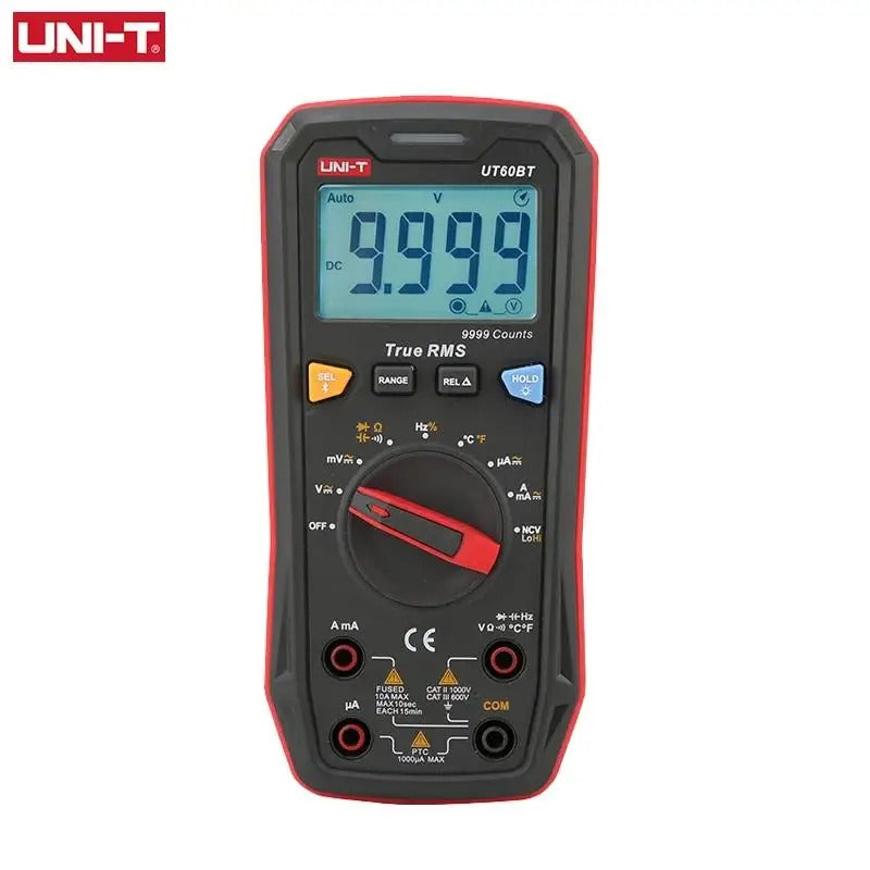 Multimètre numérique UNI-T UT60BT, 9 999 points, valeur efficace vraie, Bluetooth, CAT II 1 000 V, NCV, sélection automatique de plage, capacité jusqu'à 9,999 mF