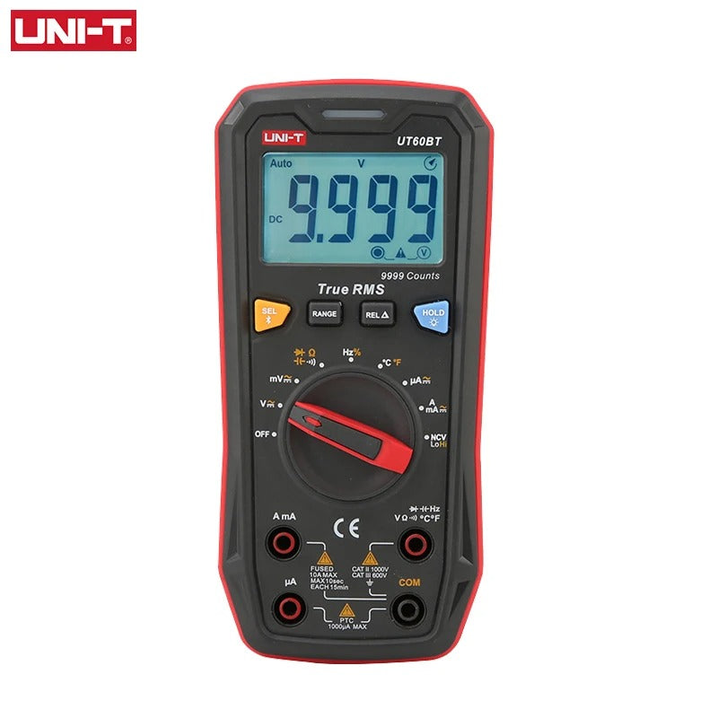 Multimètre numérique UNI-T UT60S, 9 999 points, valeur efficace vraie, CAT III 600 V, NCV, sélection automatique de plage, capacité jusqu'à 99,99 mF, écran LCD rétroéclairé
