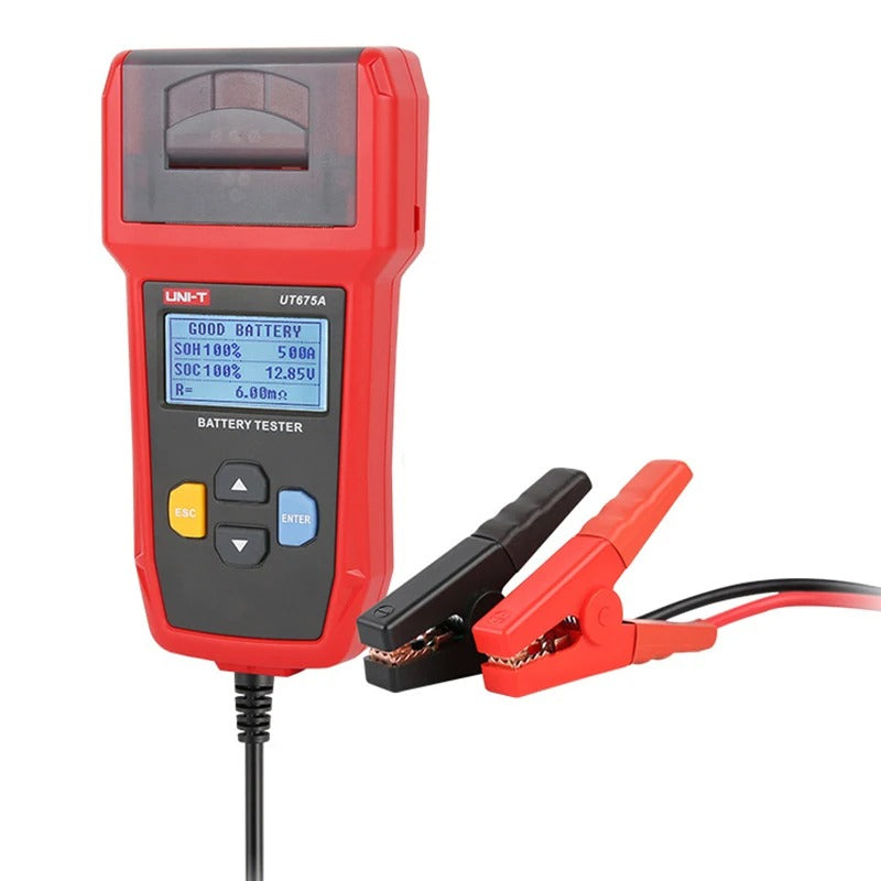 Comprobador de batería de coche UNI-T UT675A, 12 V/24 V, CCA/BCI/DIN, impresión de informes, datos USB, compatible con AGM/GEL/EFB