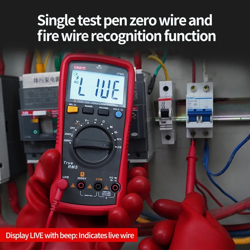 UNI-T UT892 Digital Multimeter, 6000 Counts, True RMS, 2000V AC/DC, CAT III 600V, VFC Filter, NCV, 60mF Capacitance, Live Wire Test