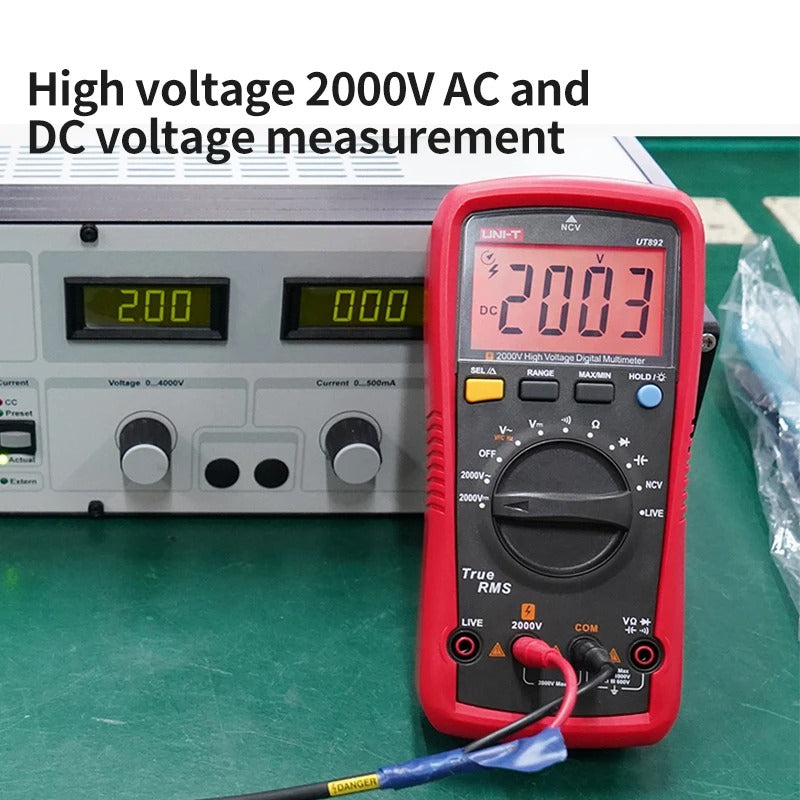 UNI-T UT892 Digital Multimeter, 6000 Counts, True RMS, 2000V AC/DC, CAT III 600V, VFC Filter, NCV, 60mF Capacitance, Live Wire Test