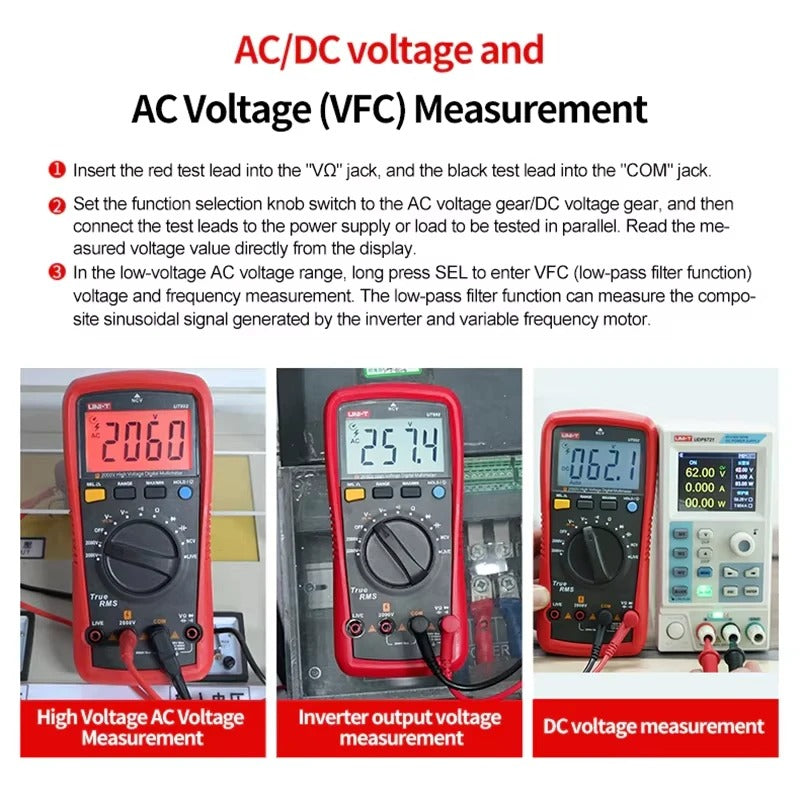 UNI-T UT892 Digital Multimeter, 6000 Counts, True RMS, 2000V AC/DC, CAT III 600V, VFC Filter, NCV, 60mF Capacitance, Live Wire Test