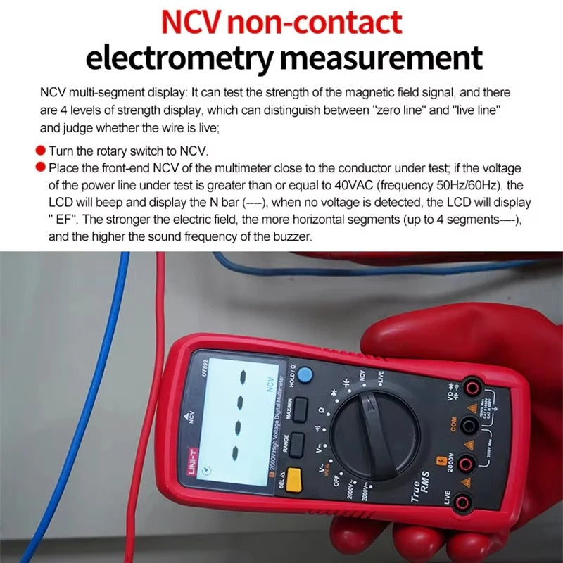 UNI-T UT892 Digital Multimeter, 6000 Counts, True RMS, 2000V AC/DC, CAT III 600V, VFC Filter, NCV, 60mF Capacitance, Live Wire Test