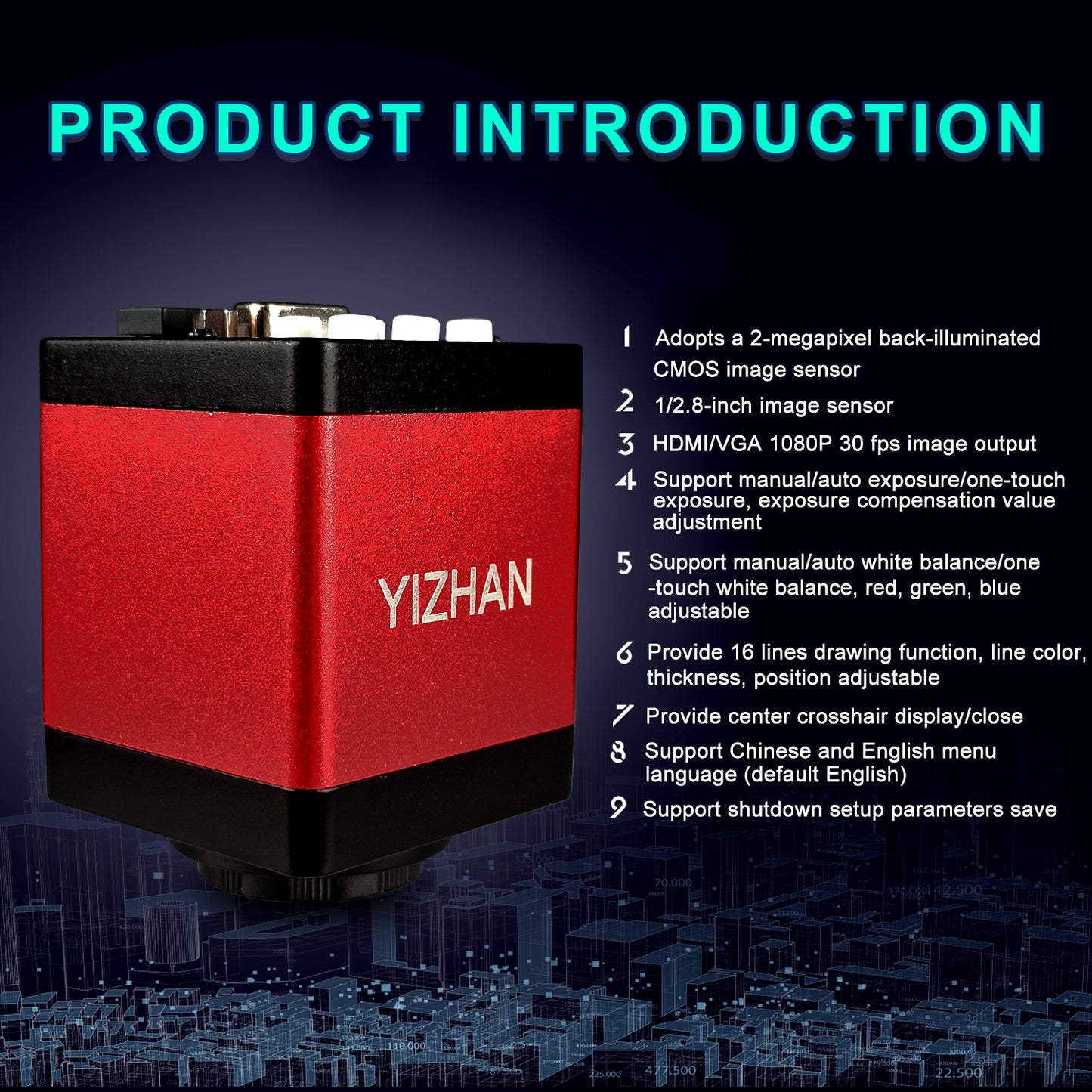 HDMI+VGA camera VXH2003 1.3 megapixel true pixel high-definition CCD repair electron microscope CCD camera