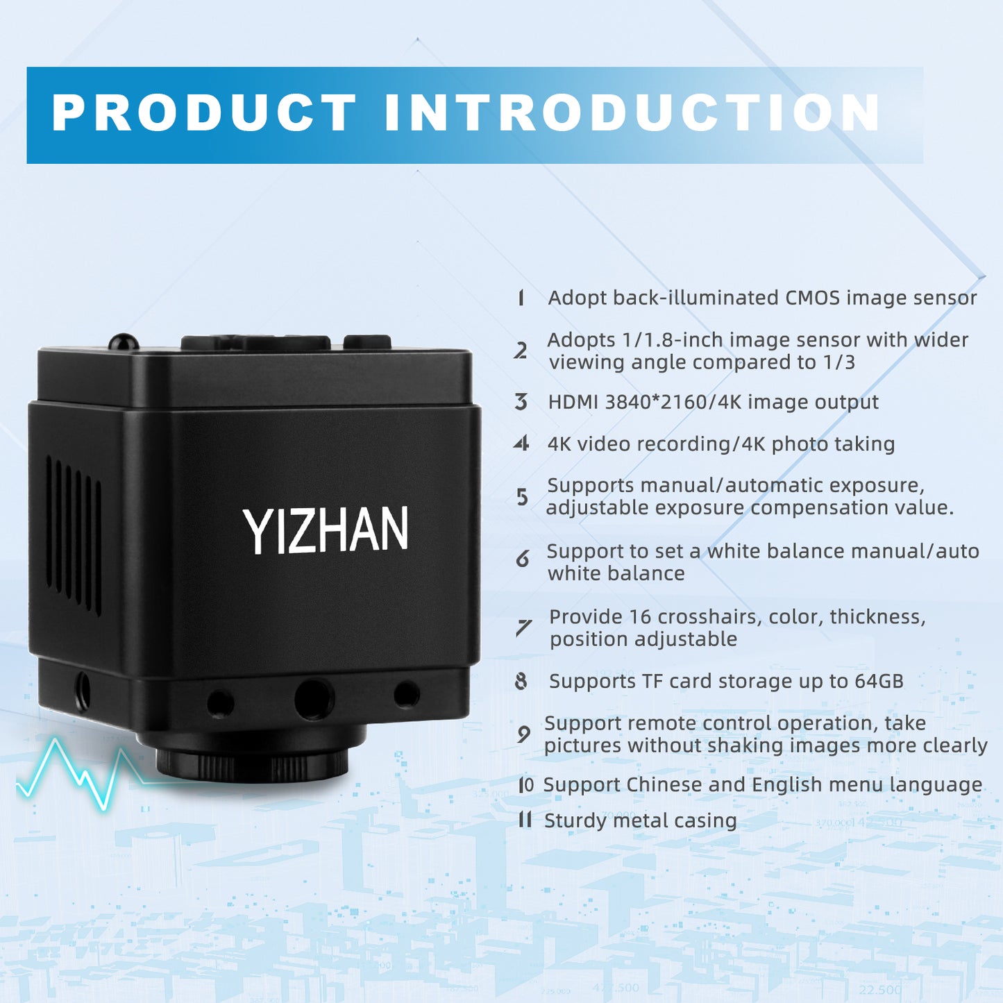 Exposure compensation Microscope camera XH3011 for Battery defect detection support the remote control