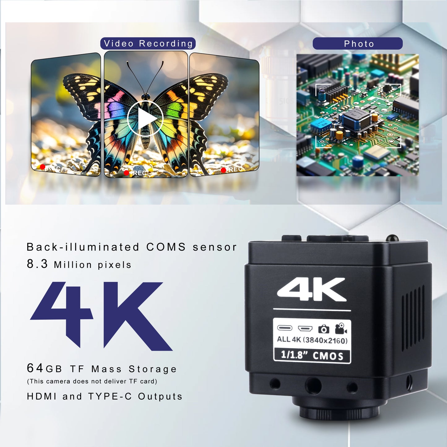 Exposure compensation Microscope camera XH3011 for Battery defect detection support the remote control