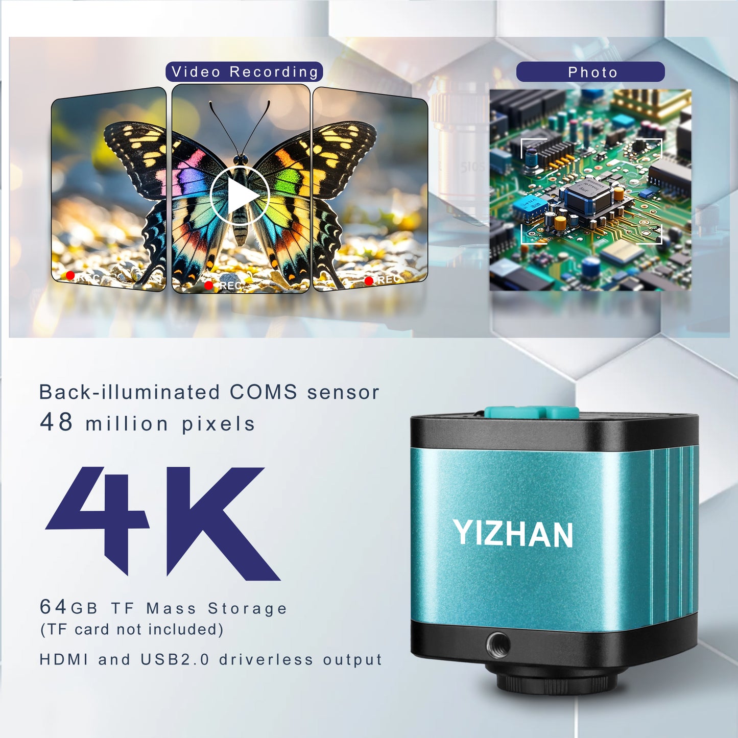 48MP Industrial camera XHU4002 with Sony image sensor Standard Output|Supports C/CS & USB interfaces
